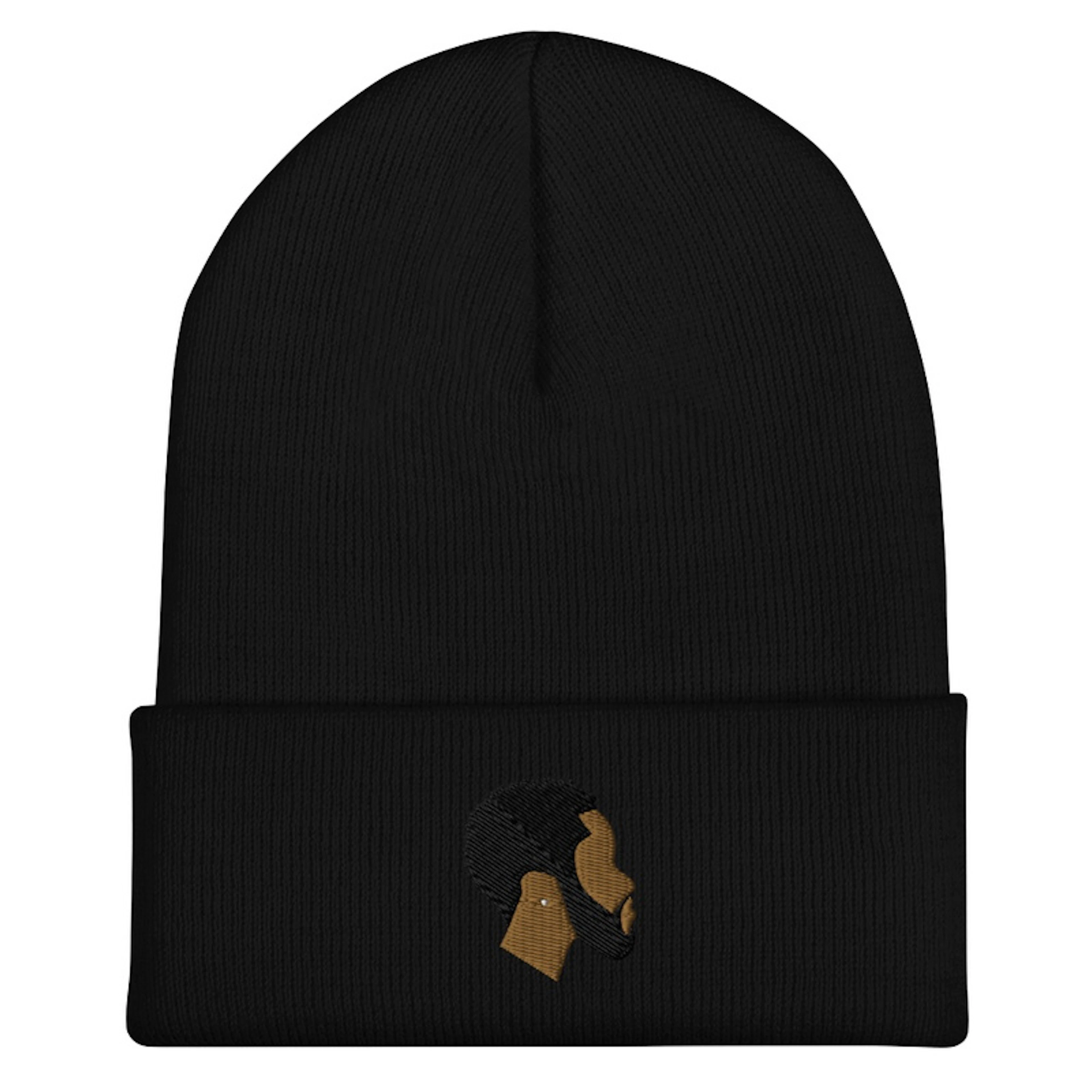 D. Rich head logo embroidered knit hat