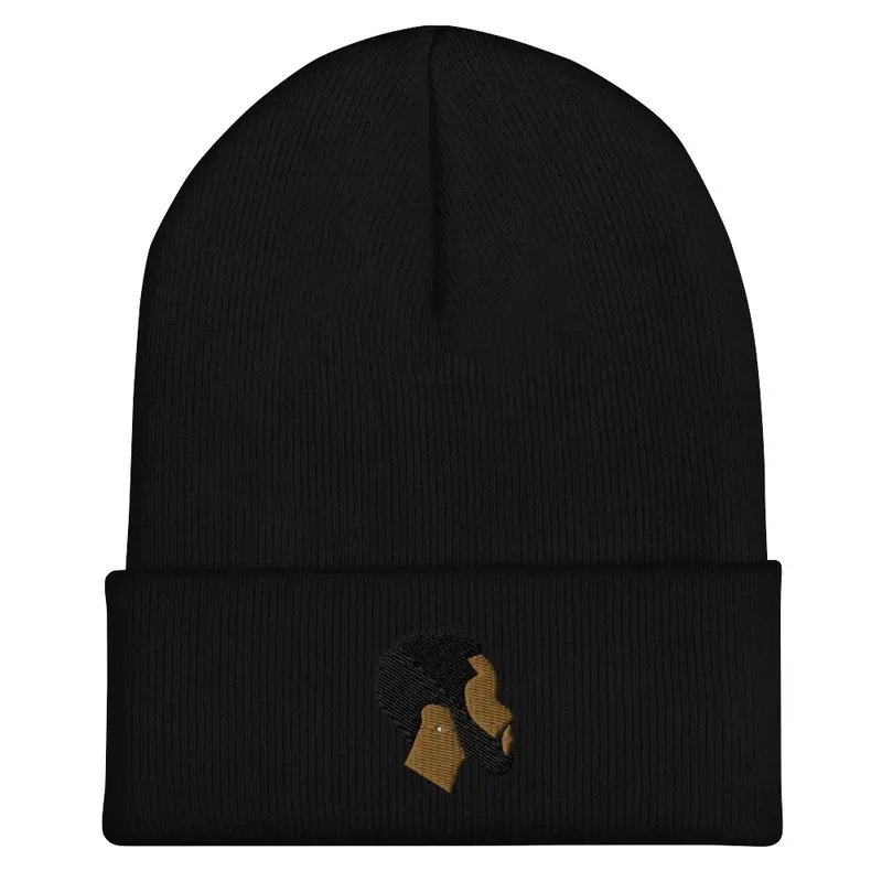 D. Rich head logo embroidered knit hat